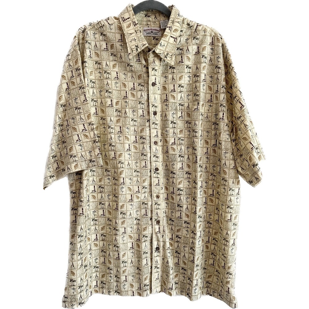 Boca Classics Shirt Men's Size XL Sailfish Lighthouse Sailboat Palm Print